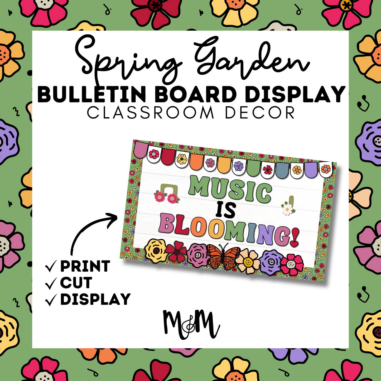 Spring Garden: Bulletin Board DIGITAL DOWNLOAD