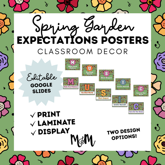 Spring Garden: Classroom Expectation Posters DIGITAL DOWNLOAD