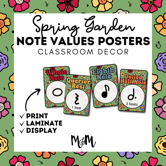 Spring Garden: Note Values Posters DIGITAL DOWNLOAD