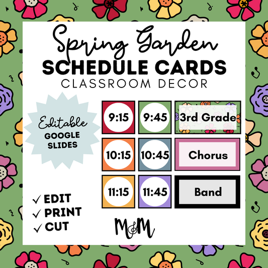 Spring Garden: Pocket Chart Schedule Cards DIGITAL DOWNLOAD