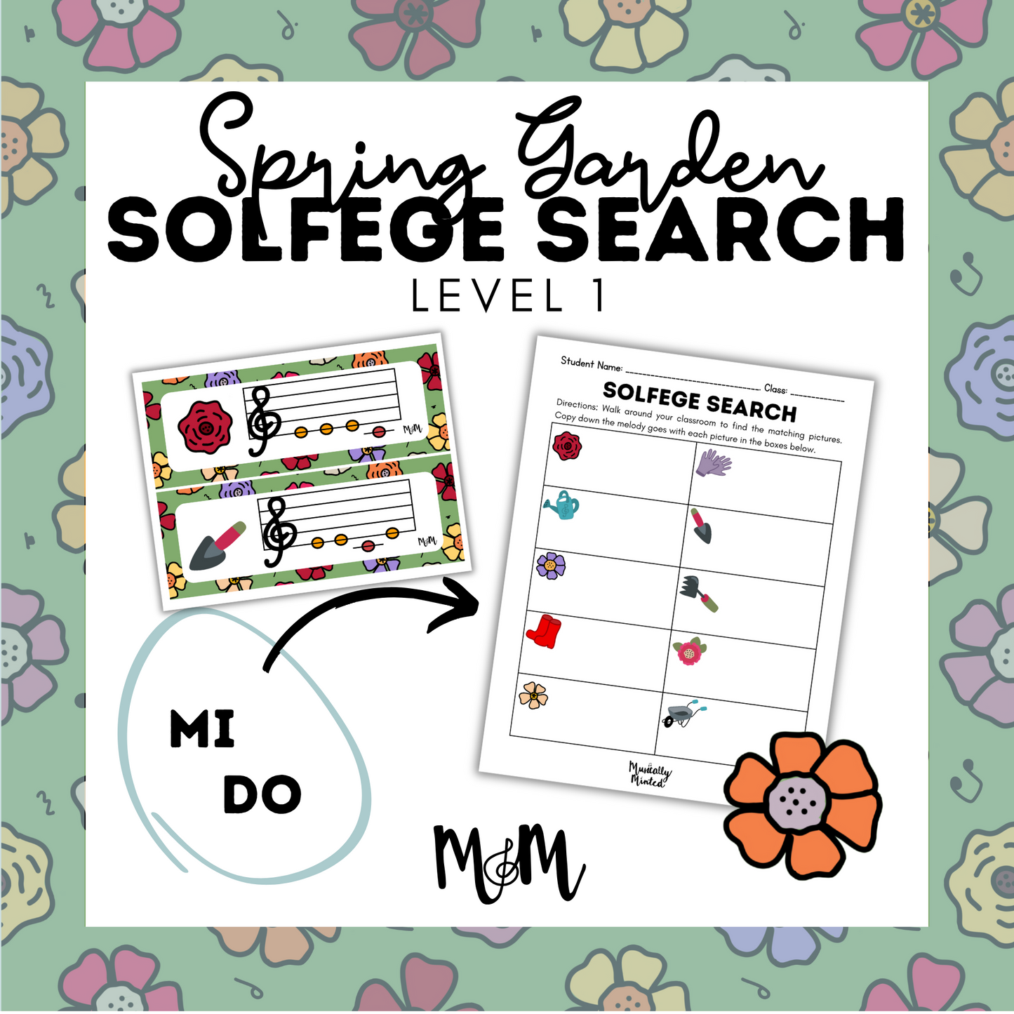 Spring Garden: Solfege Search | Level 1 | Melody Write the Room | Music Activity DIGITAL DOWNLOAD