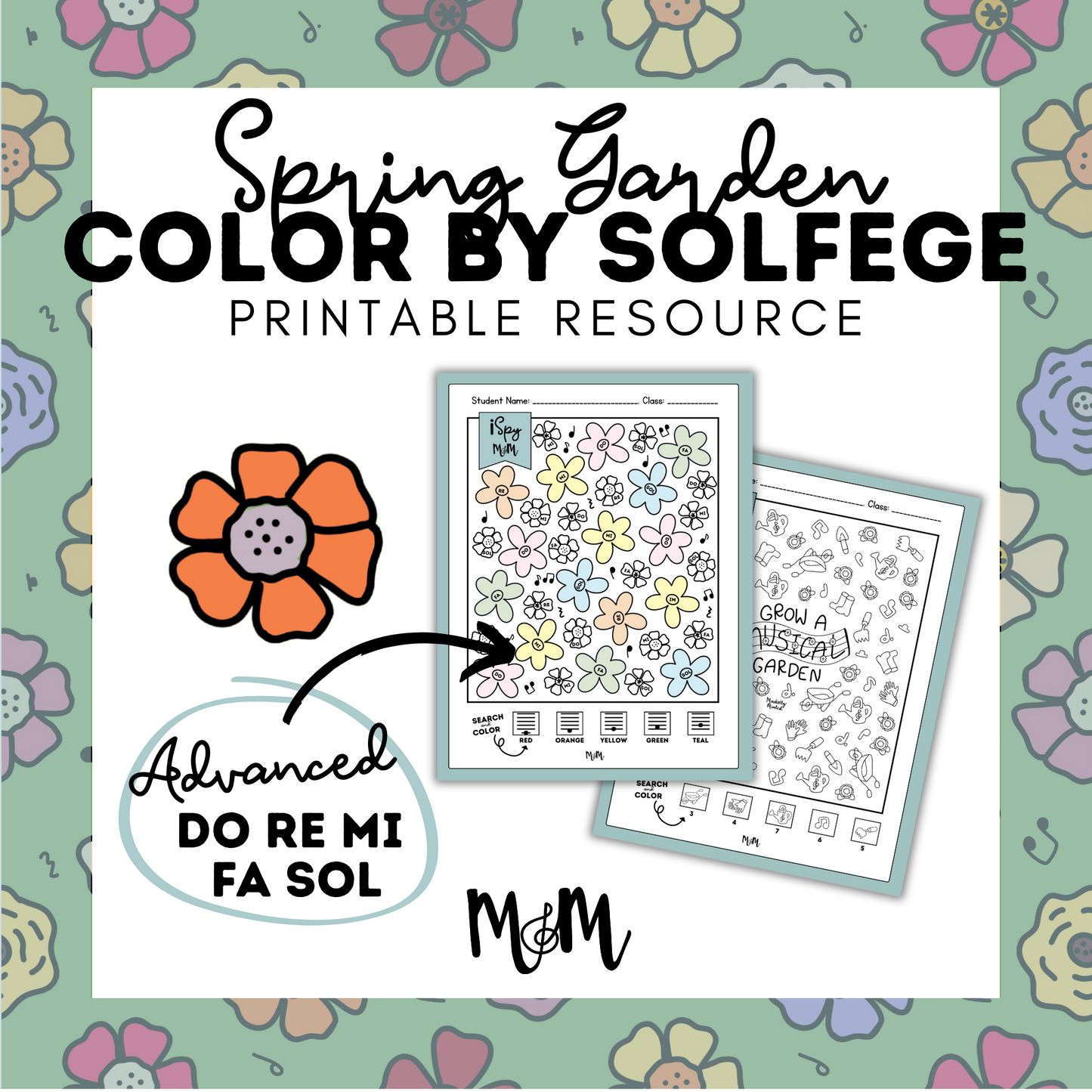 Spring Garden: Color by Solfege | Advanced Level | Music Coloring Page DIGITAL DOWNLOAD