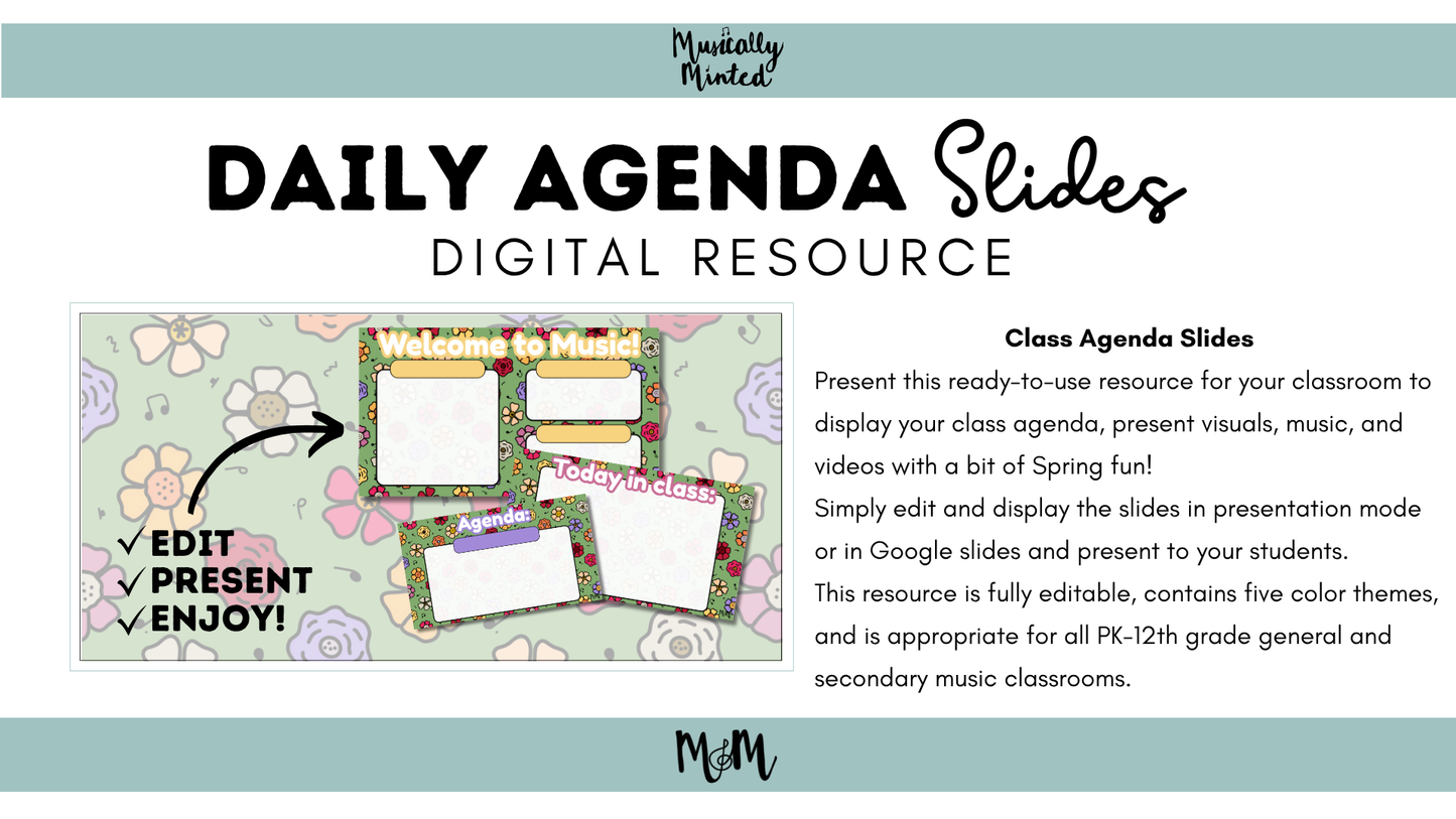 Spring Garden: Agenda Slides DIGITAL DOWNLOAD