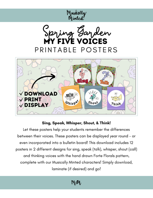 Spring Garden: Five Voices Posters DIGITAL DOWNLOAD