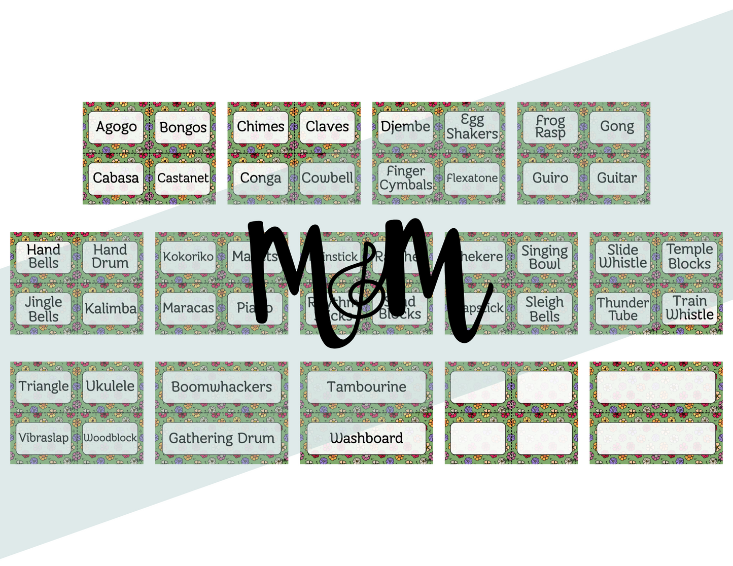 Spring Garden: Instrument Labels DIGITAL DOWNLOAD