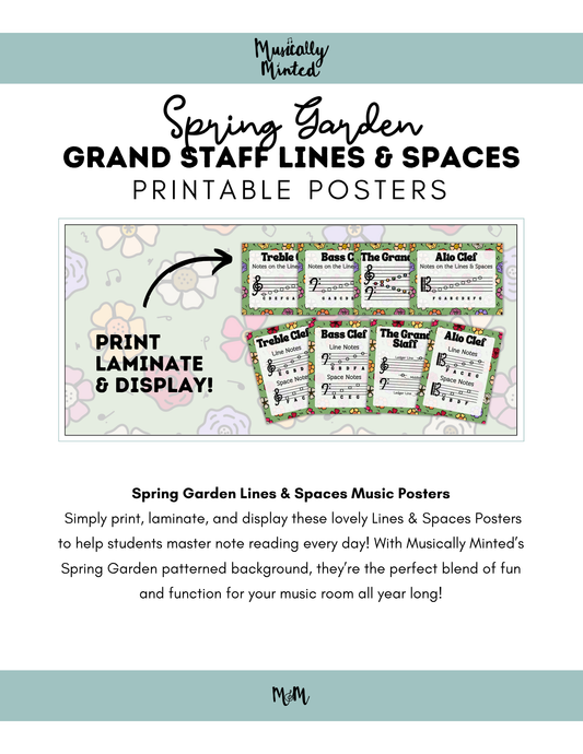Spring Garden: Lines & Spaces Posters DIGITAL DOWNLOAD