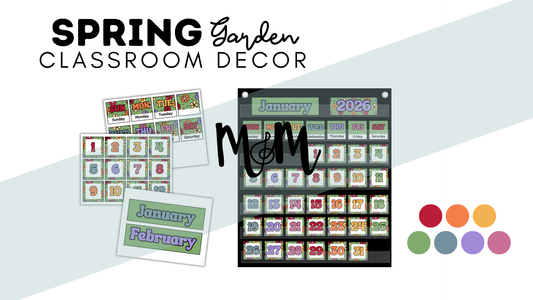 Spring Garden: Pocket Chart Calendar DIGITAL DOWNLOAD