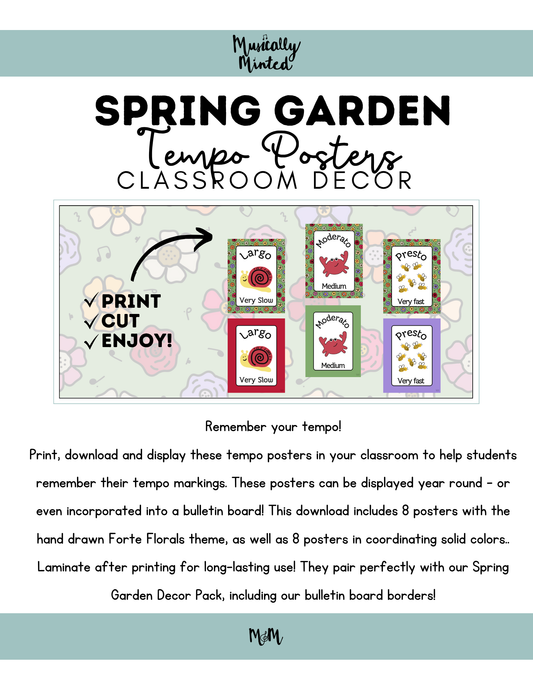 Spring Garden: Tempo Posters DIGITAL DOWNLOAD