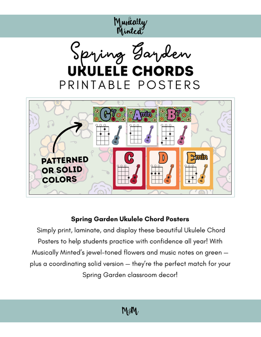 Spring Garden: Ukulele Chord Posters DIGITAL DOWNLOAD