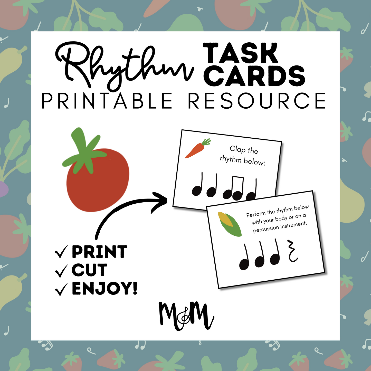 Melody Market: Rhythm Activity Body Percussion Task Cards DIGITAL DOWNLOAD