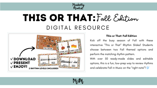 This or That Rhythms: Fall Edition | Interactive Google Slides Music Activity DIGITAL DOWNLOAD