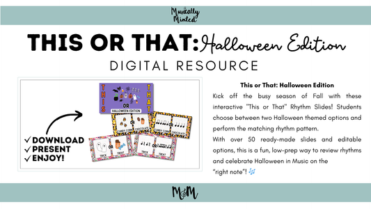 This or That Rhythms: Halloween Edition | Interactive Google Slides Music Activity DIGITAL DOWNLOAD