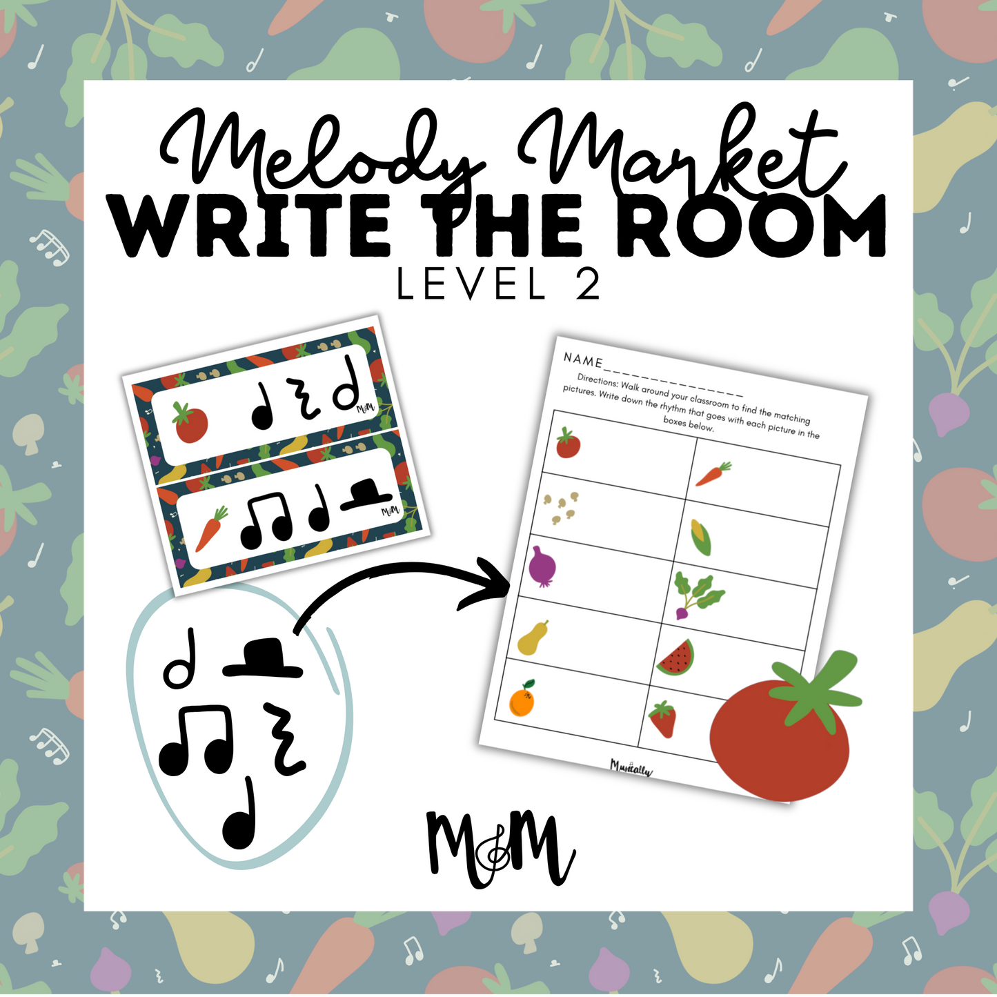 Melody Market: Write the Room Rhythm Veggies Level 2 DIGITAL DOWNLOAD