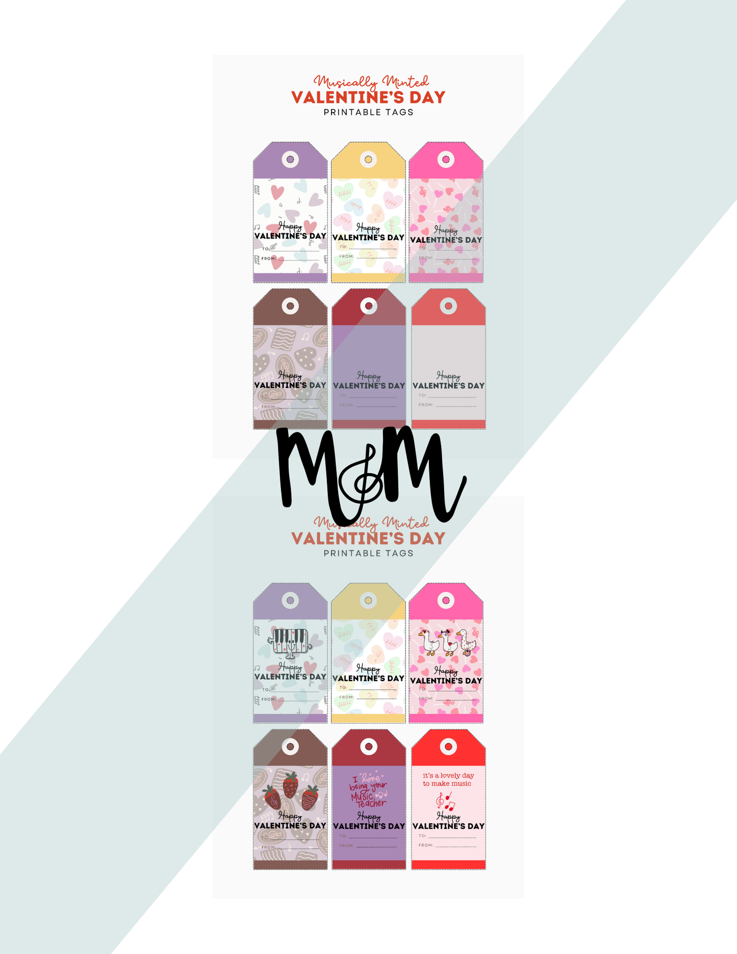 Valentines Day | Music Teacher Printable Gift Tags DIGITAL DOWNLOAD