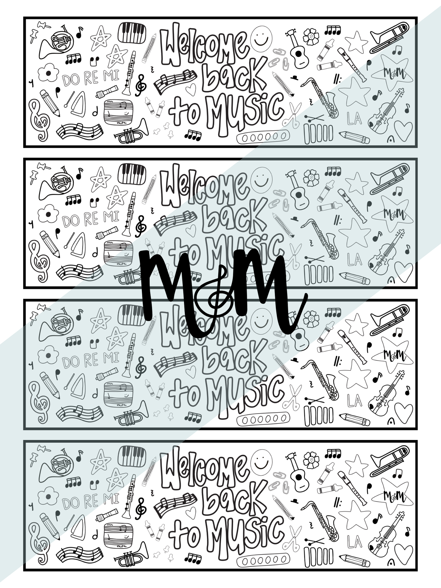 Welcome Back to Music: Bookmarks | Music Class Coloring Activity DIGITAL DOWNLOAD