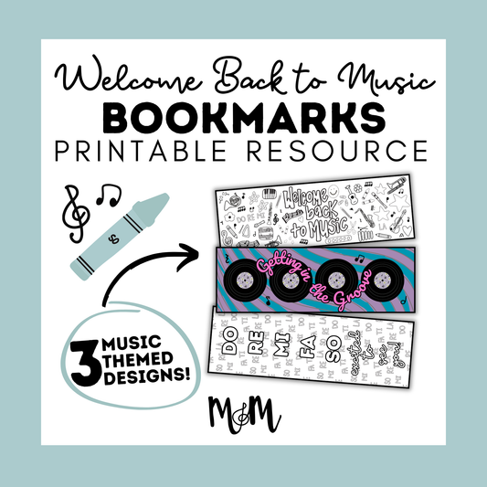 Welcome Back to Music: Bookmarks | Music Class Coloring Activity DIGITAL DOWNLOAD