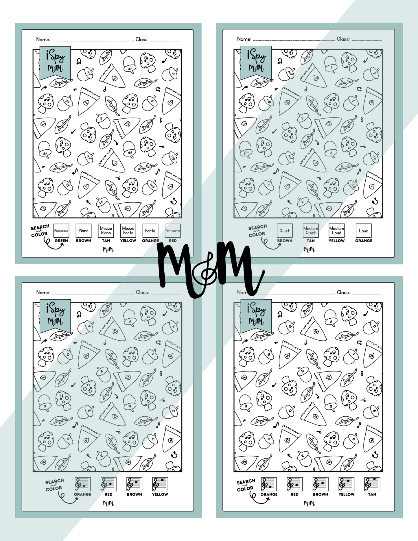 Thanksgiving Color by Music | iSpy Treble Clef Notes and Dynamics DIGITAL DOWNLOAD