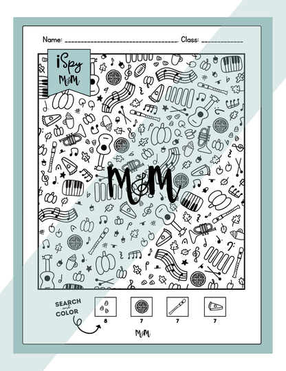 Thanksgiving Color by Music | iSpy Treble Clef Notes and Dynamics DIGITAL DOWNLOAD