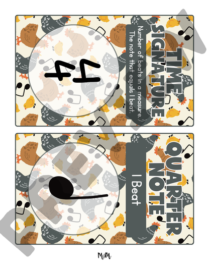 Treble Chickens: Rhythm Word Wall Vocabulary Cards DIGITAL DOWNLOAD
