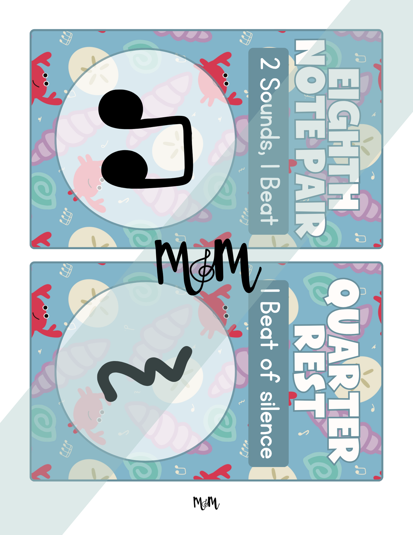 Ocean Fun: Music Rhythm Vocabulary Word Wall Cards DIGITAL DOWNLOAD