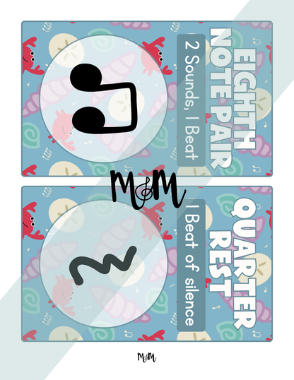 Ocean Fun: Music Rhythm Vocabulary Word Wall Cards DIGITAL DOWNLOAD