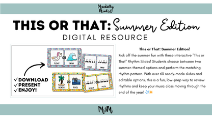 Summer Rhythm Fun: This or That Google Slides | Music Class Activity DIGITAL DOWNLOAD