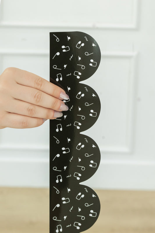 Black + White Music Note Bulletin Board Border