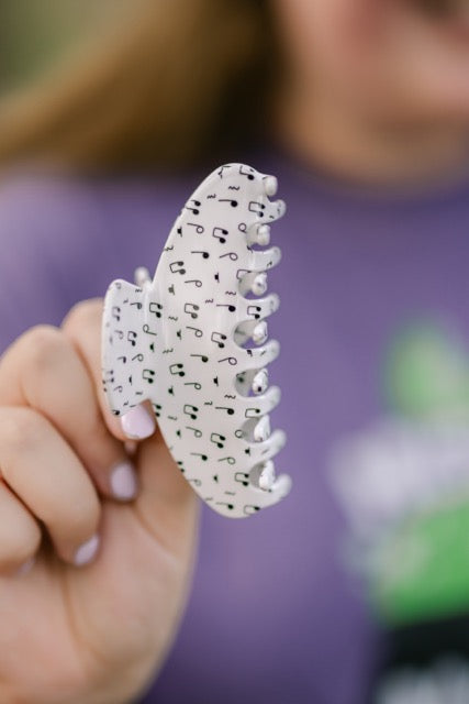 Ghostly White Music Note Claw Clip