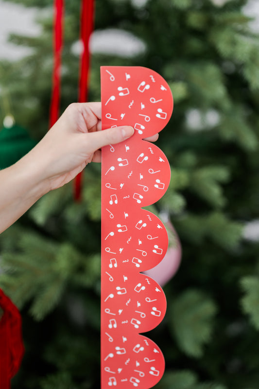 Red Music Notes Scallop Bulletin Board Border