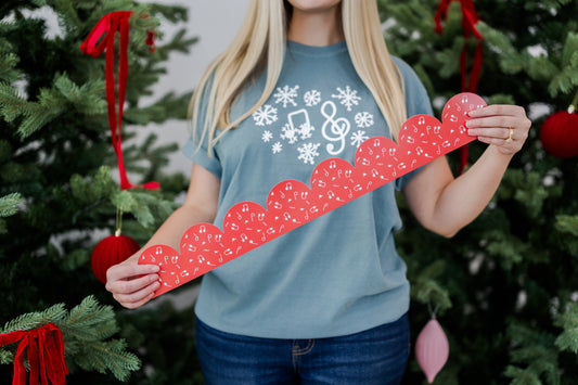 Red Music Notes Scallop Bulletin Board Border