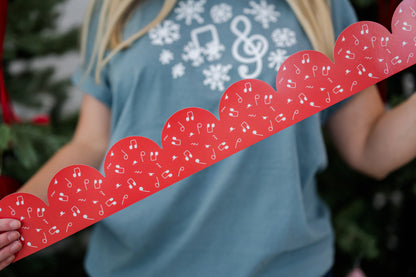 Red Music Notes Scallop Bulletin Board Border