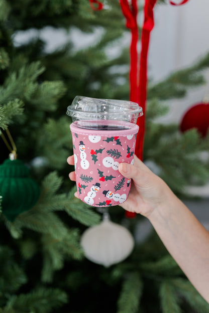 Holly Snowmen Coffee Coozie