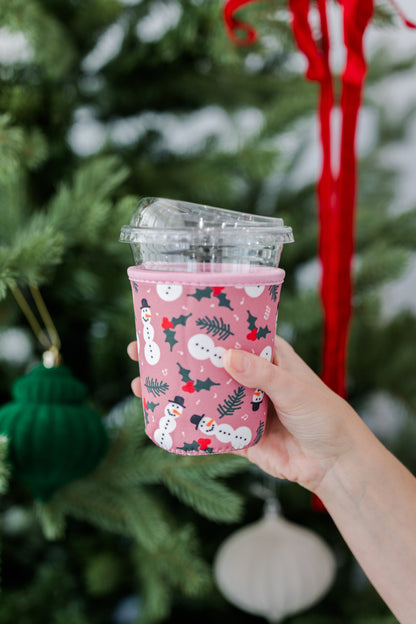 Holly Snowmen Coffee Coozie