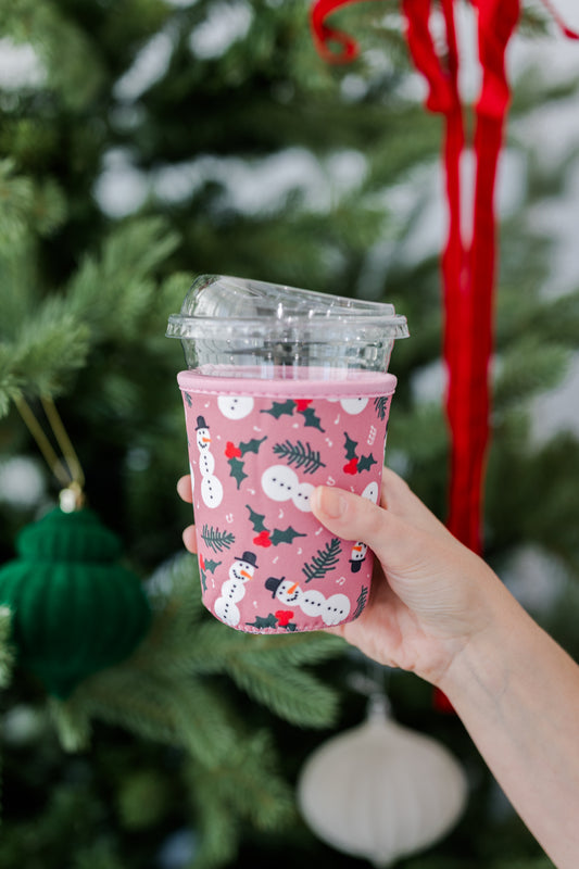 Holly Snowmen Coffee Coozie