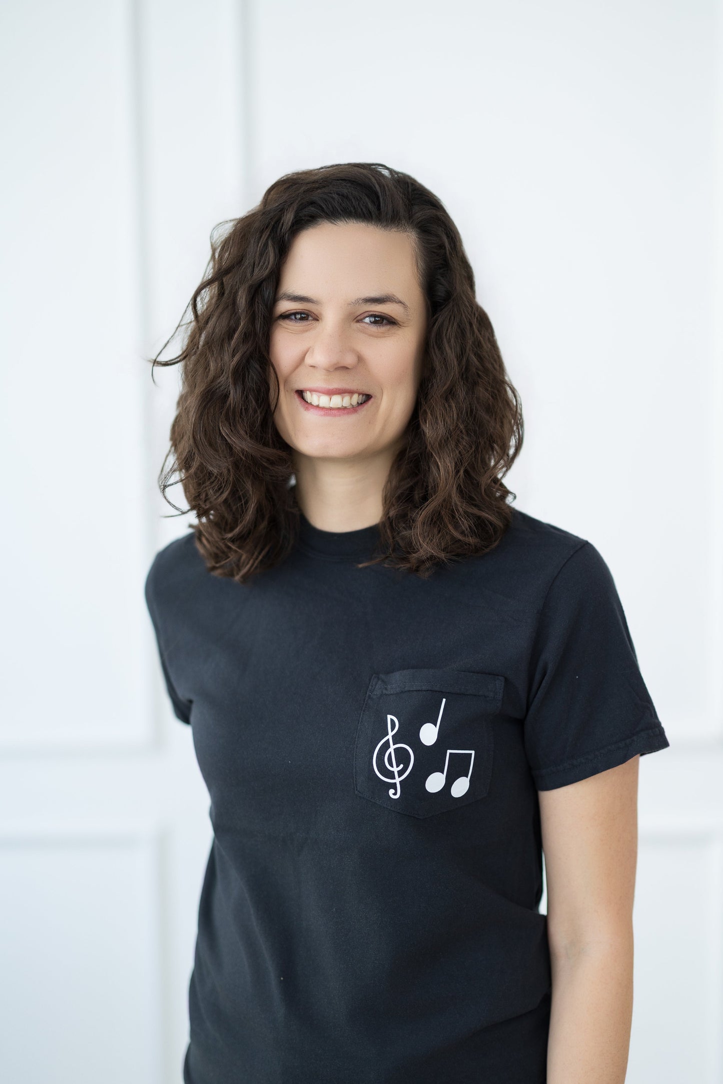 Black & White Music Note Pocket T-Shirt