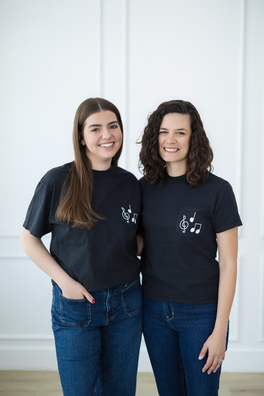 Black & White Music Note Pocket T-Shirt