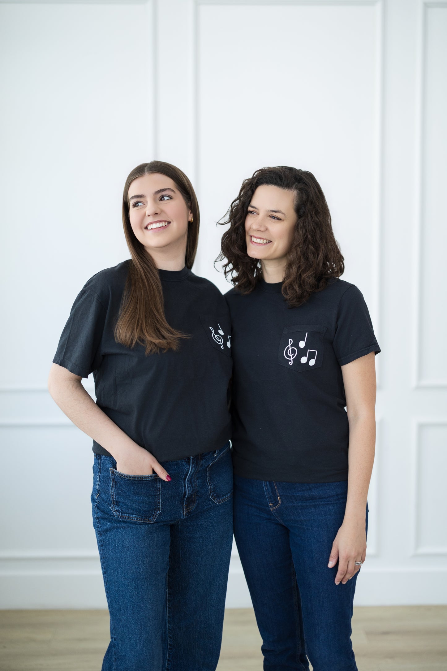 Black & White Music Note Pocket T-Shirt