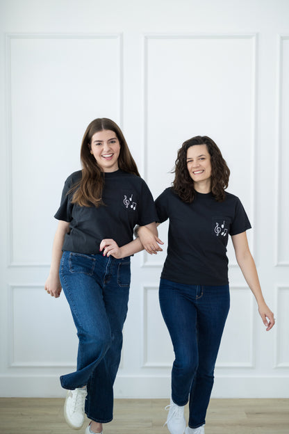 Black & White Music Note Pocket T-Shirt