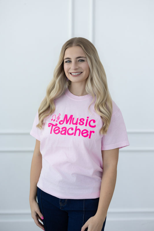 Pink Music T-Shirt (Music Teacher + Band + Choir + Orchestra + Therapist)