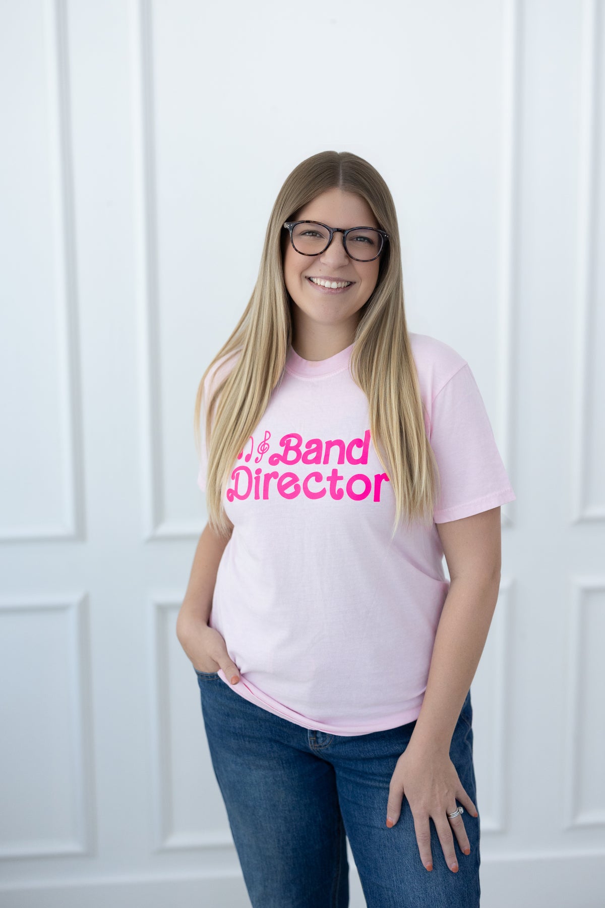 Pink Music T-Shirt (Music Teacher + Band + Choir + Orchestra + Therapist)