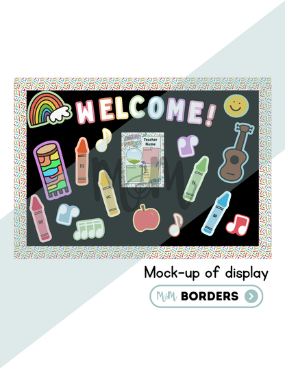 Welcome to Music Bulletin Board | Editable Meet the Music Teacher Poster | Back to School DIGITAL DOWNLOAD