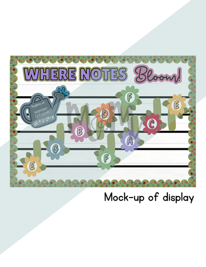 Where Notes Bloom Bulletin Board Set | Harmony Gardens Music Classroom Decor DIGITAL DOWNLOAD