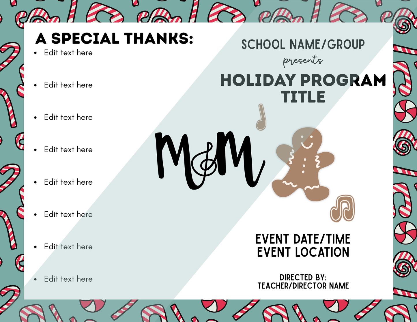 Holiday & Winter Concert Program Templates | Editable Canva Template DIGITAL DOWNLOAD