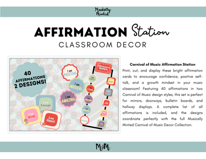 Carnival of Music: Affirmation Station | Music Classroom Decor
