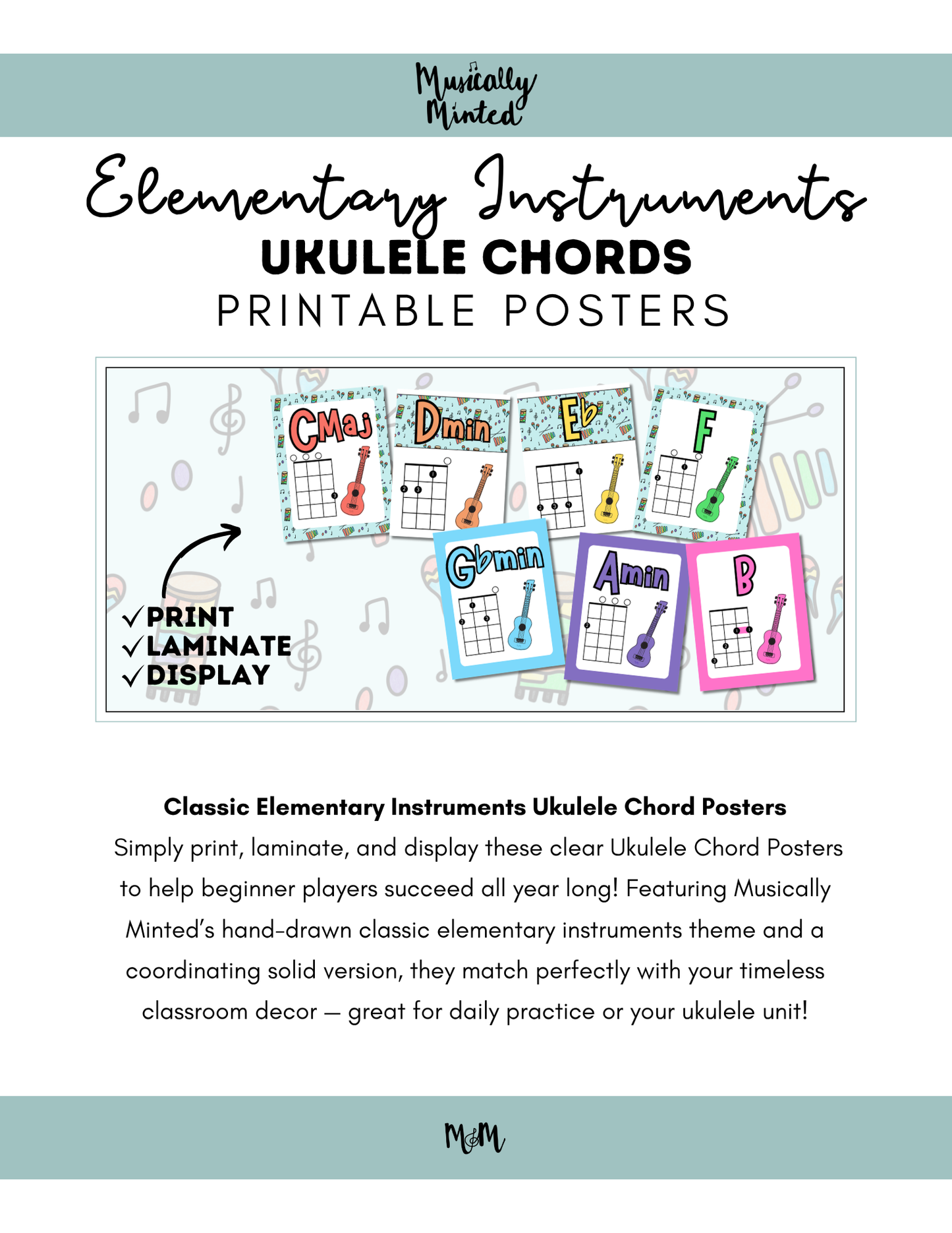 Elementary Instruments: Ukulele Chord Posters DIGITAL DOWNLOAD