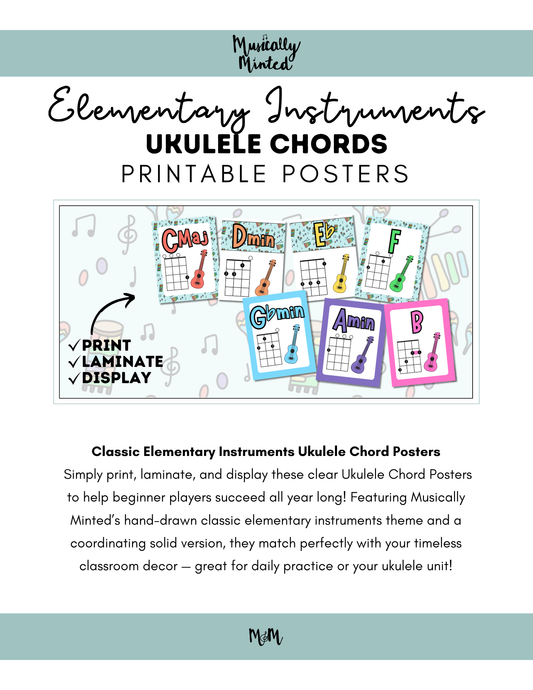 Elementary Instruments: Ukulele Chord Posters DIGITAL DOWNLOAD