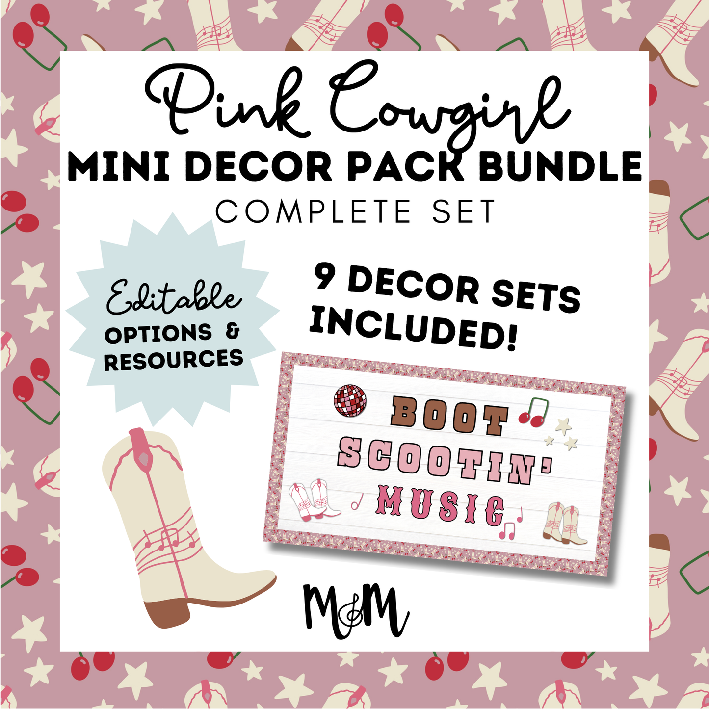 Pink Cowgirl COMPLETE Mini Decor Bundle *DIGITAL DOWNLOAD*
