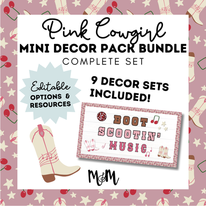 Pink Cowgirl COMPLETE Mini Decor Bundle *DIGITAL DOWNLOAD*