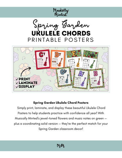 Spring Garden: Ukulele Chord Posters DIGITAL DOWNLOAD