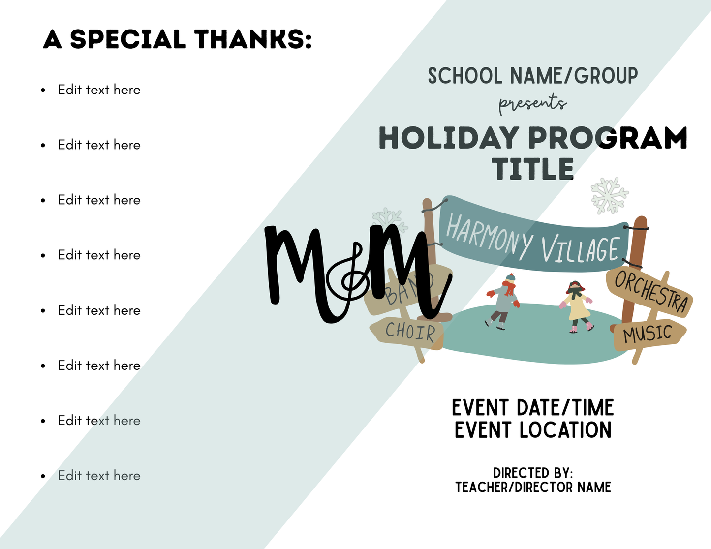 Holiday & Winter Concert Program Templates | Editable Canva Template DIGITAL DOWNLOAD